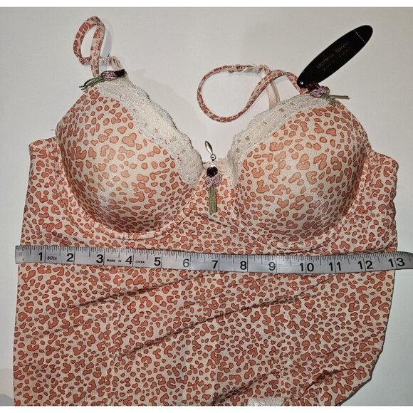 NEW Donna L'Oren Gold Label Bustier Pink Leopard Print Bra Cups Stays Size 34B - Picture 13 of 14